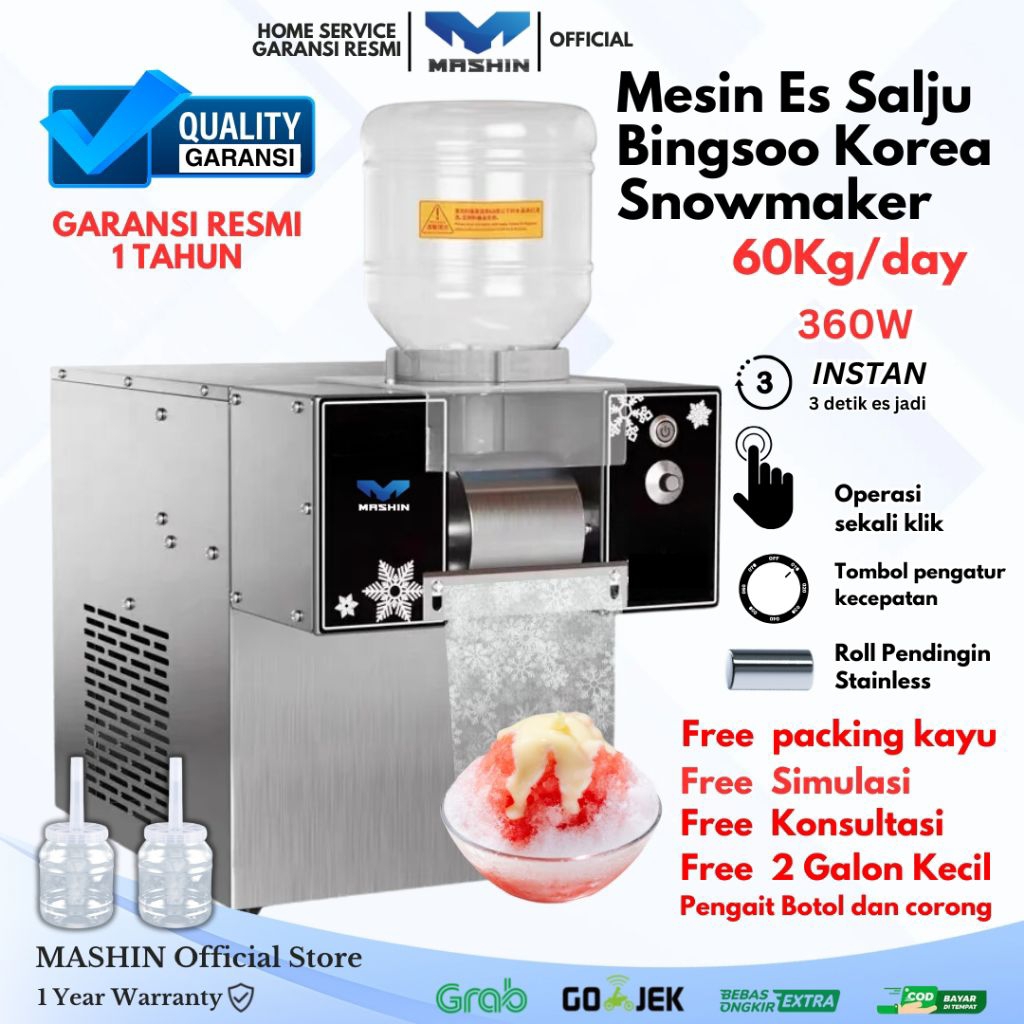 Mashin - Mesin Es Bingsoo 360Watt Snowmaker 60kg/Day Es Salju Bingsu Korea Mesin ice Cream Es Serut