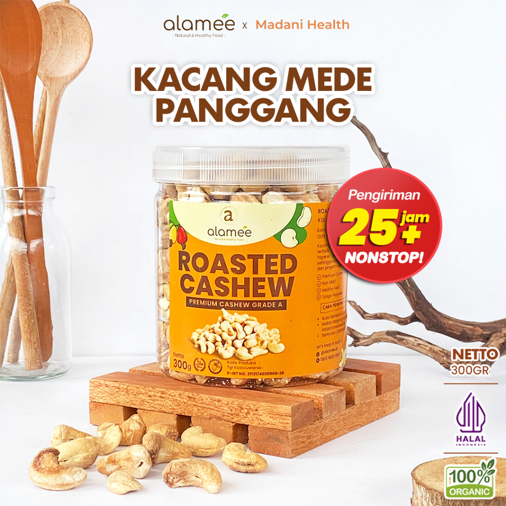

ALAMEE Kacang Mede Mete Mente Cashew Panggang Roasted Oven Original Grade A Utuh Matang Asli 300g