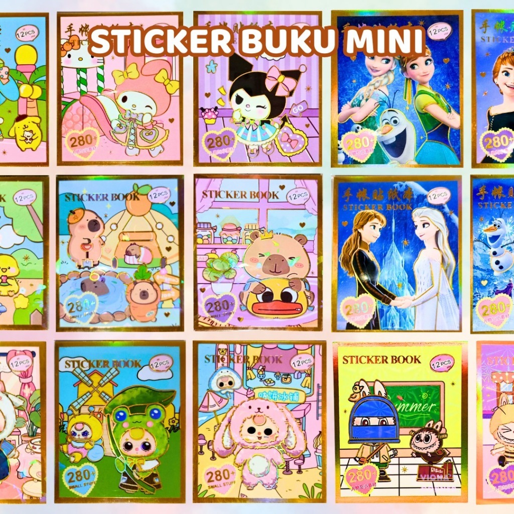 

DIY Sticker Book Mini 7x9 cm - Stiker Lucu Sanrio Labubu Kuromi Melody Murah Buku Stiker Mainan Anak