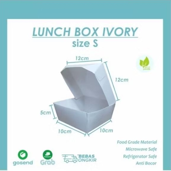 ISI 50 lunch box ivory size s - kotak nasi putih - box catering - dus catering - dus custom - box cu