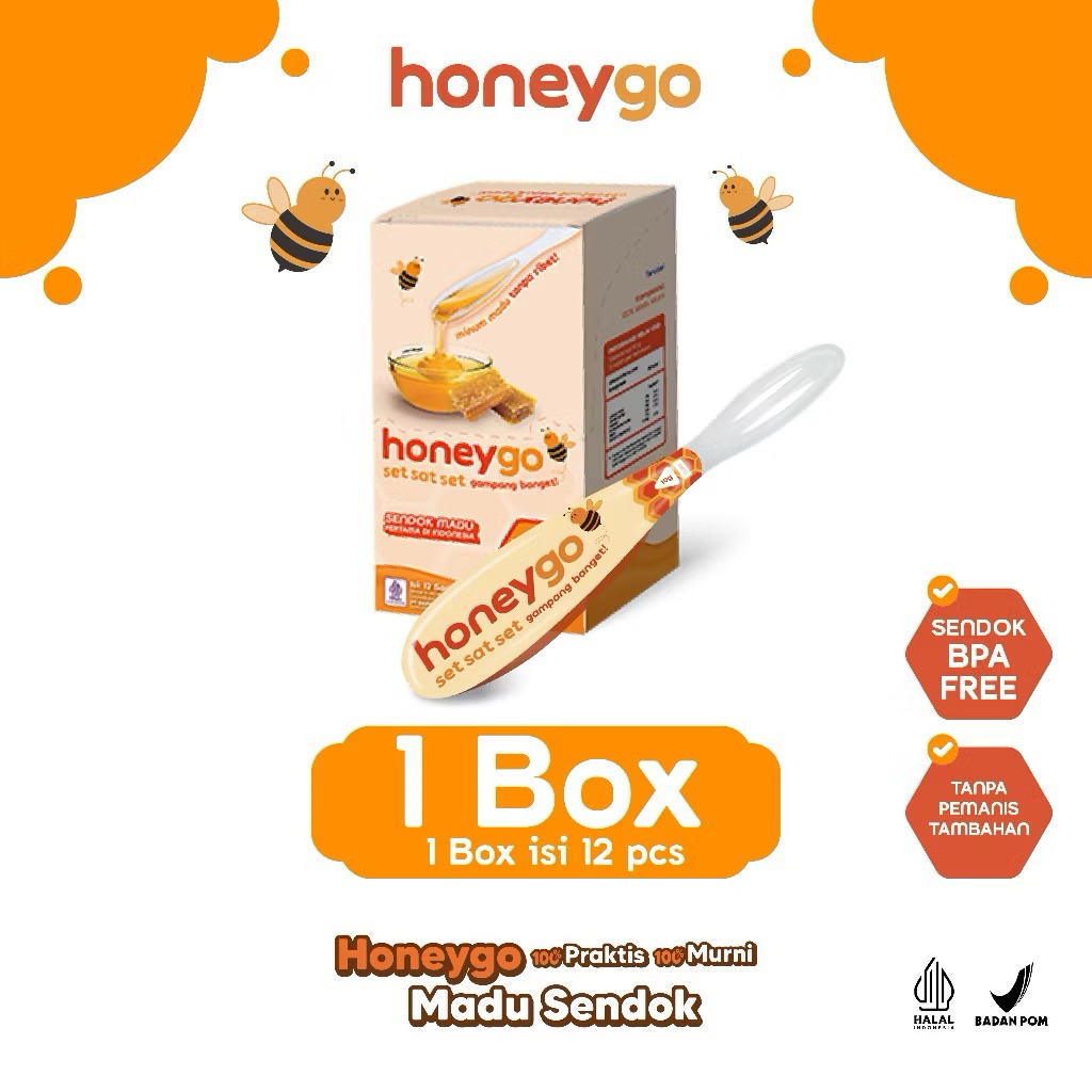 

Honeygo Madu Murni dengan sendok 1box (12 Sachet)