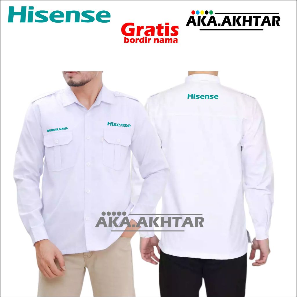 HISENSE - Kemeja hisense lengan panjang full bordiran - seragam hisense gratis bordir nama - kemeja 