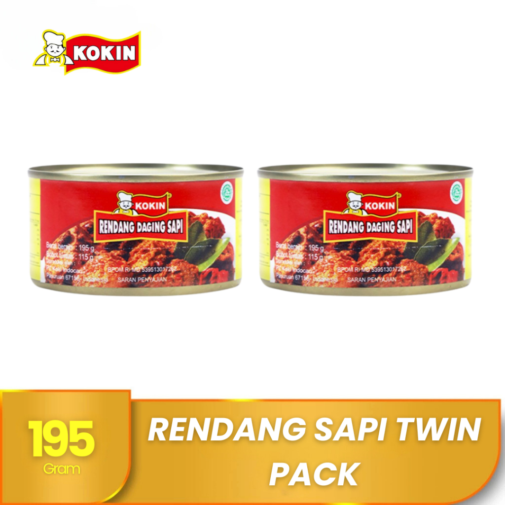 

KOKIN Rendang Daging Sapi Makanan Instan Kaleng Siap Saji Lauk Matang Tahan Lama 195 Gram Twin Pack