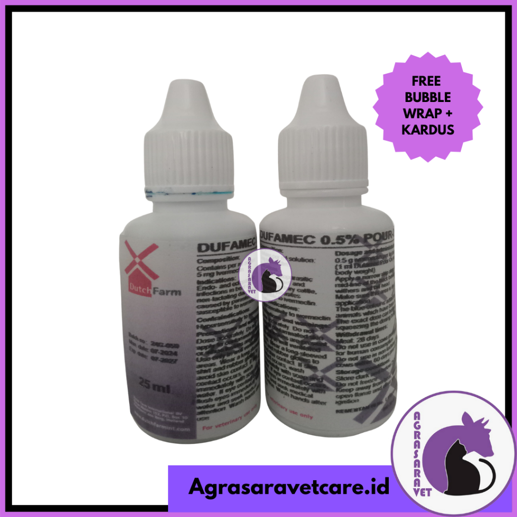 Dufamec 0,5% Pour On 25 ml (I Ver Mec Tin Pour On) Obat Kutu Gudig Scabies Hewan Dutchfarm -Dufamec 