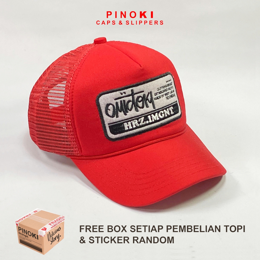 Pinoki Topi Trucker Jaring Pria Dewasa Original Merah RED