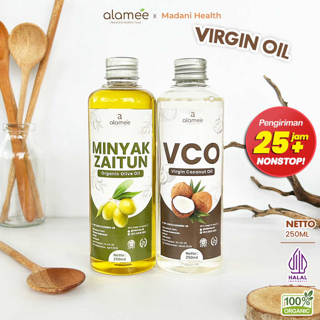 

ALAMEE Virgin Coconut Oil Minyak Zaitun Kelapa Murni Extra VCO Dapat Di minum Di masak Organik 250ml