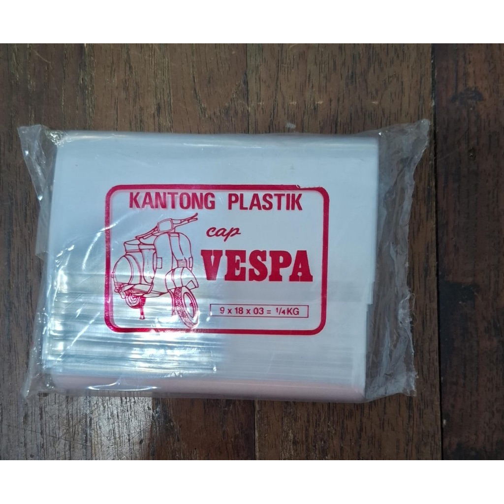 @the.homethings - KANTONG PLASTIK PP BENING UKURAN 9 x 18 (1/4 KG) CAP VESPA KETEBALAN 03/ KANTONG P