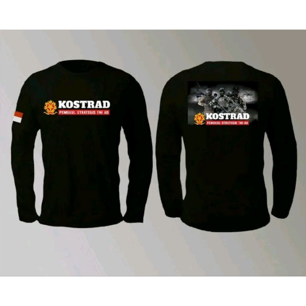 KAOS LENGAN PANJANG KOSTRAD PEMUKUL STRATEGIS TNI AD- Baju Militer Keren Bahan Adem & Nyaman