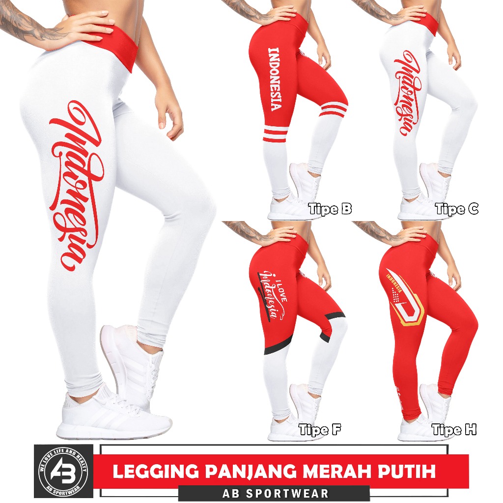 Legging Panjang Merah Putih AB Sportwear
