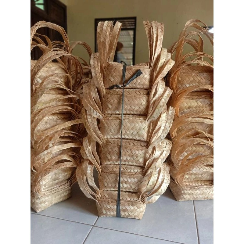 Besek Jinjing 20X20 Besek Cangking Besek Bambu Modern Tas Besek SEPASANG BESEK JINJING MIKA NATURAL 