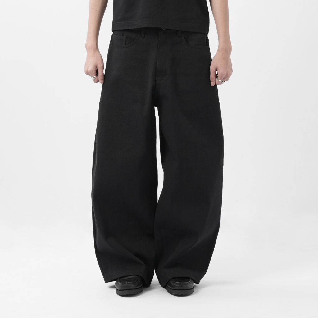 'Forma' Wide Black Denim Pants by Money Alter / Celana Panjang Bahan Denim / Celana Unisex