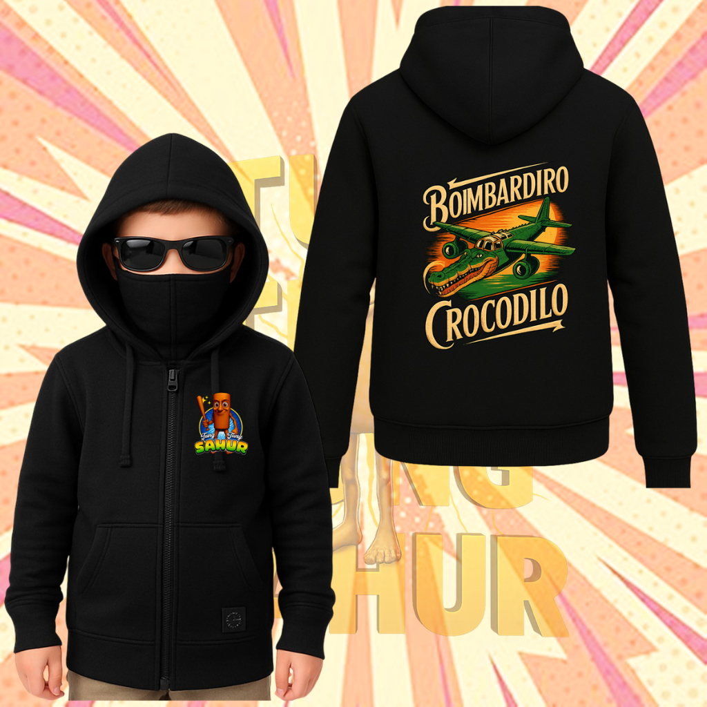 FREE NAMA jaket tung tung tung sahur anak laki laki tanggung model masker ninja Evos Free Fire Usia 