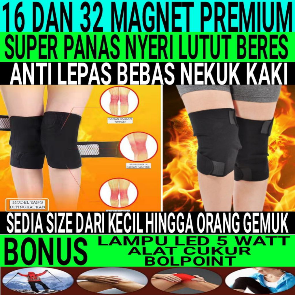 Deker 32 Magnet Panas Terapi Kesehatan Pelindung Kaki Lutut Orang Tua Pengapuran Jumbo Koyo OlahRaga