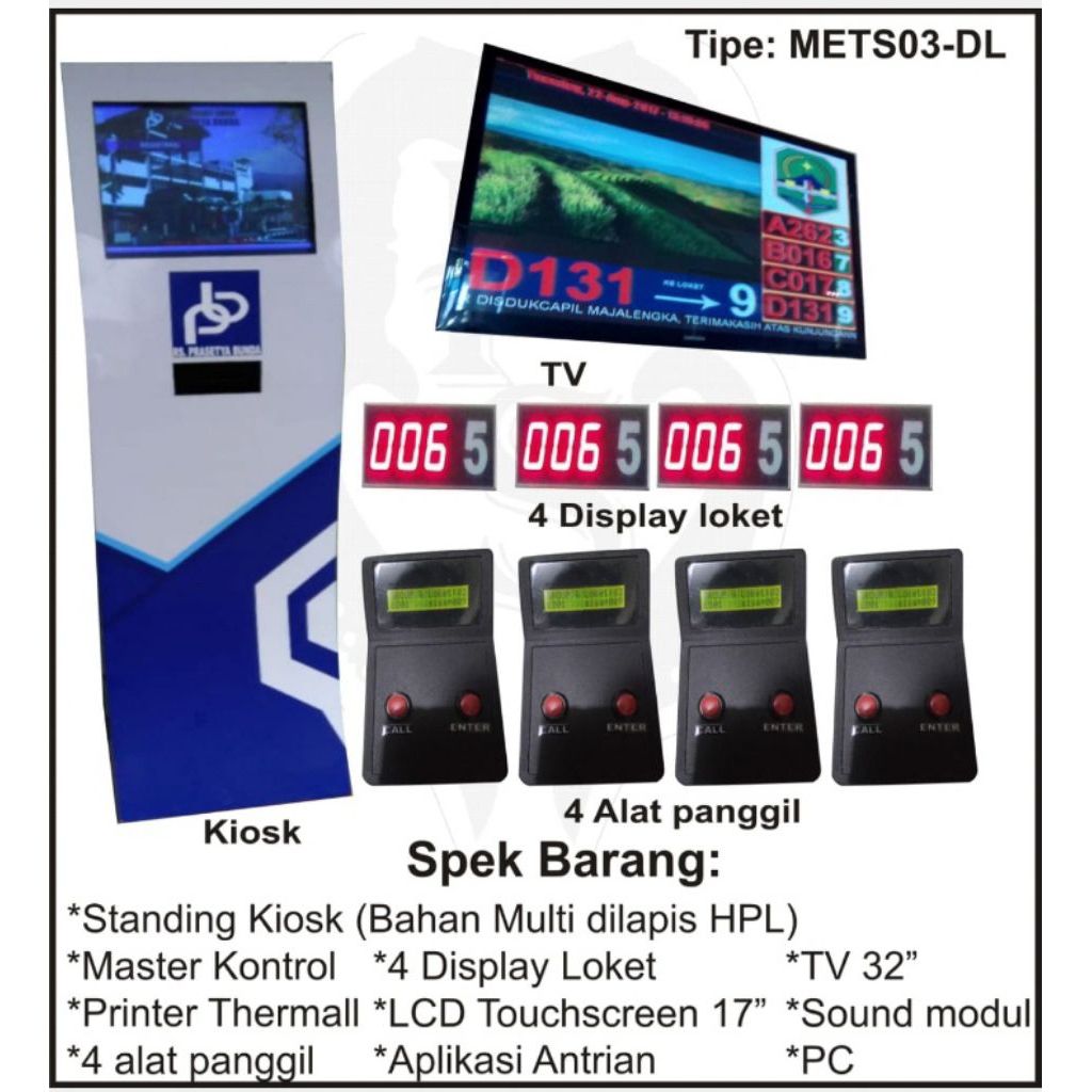 Mesin antrian Touchscreen dan TV