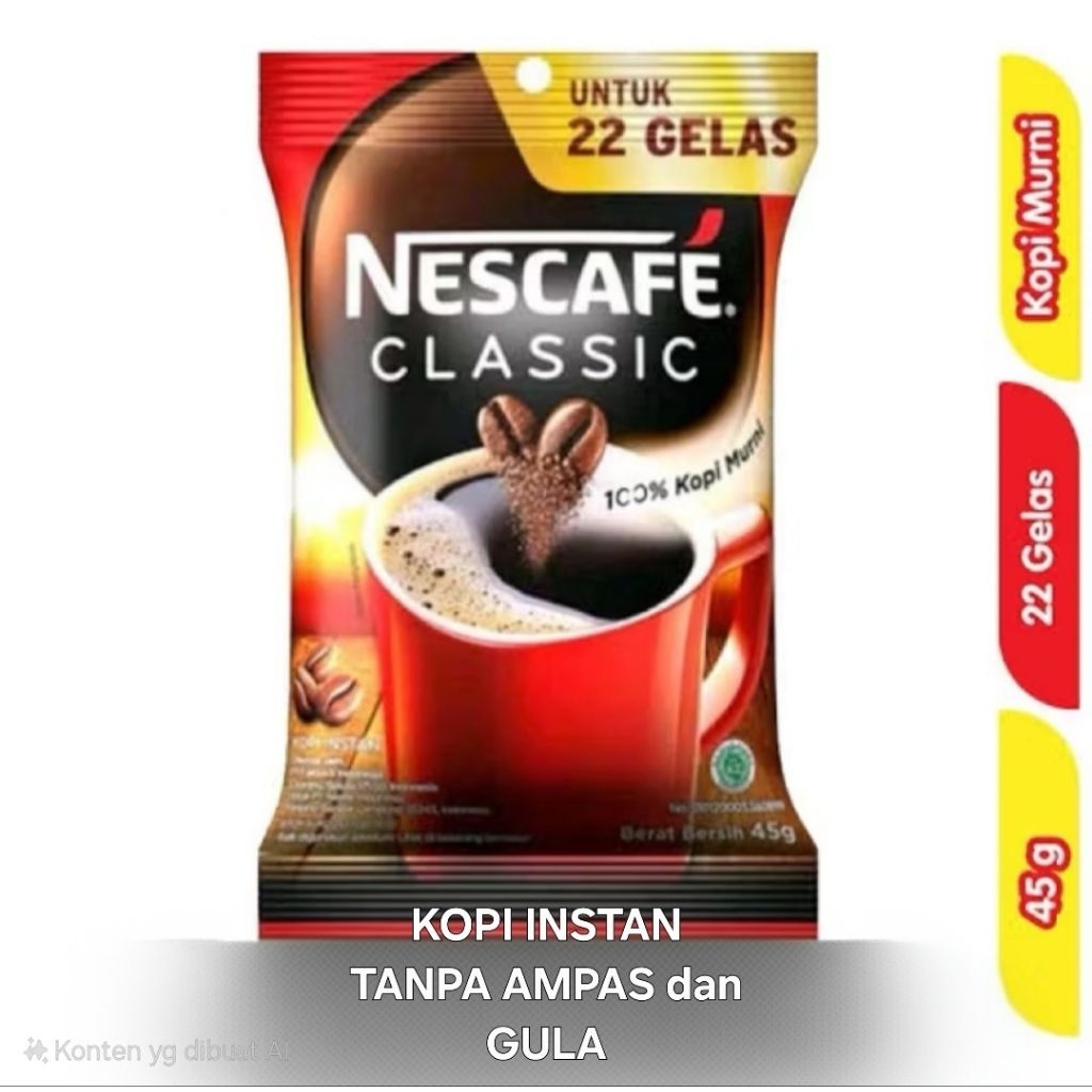 

Nescafe classic kopi instan tanpa ampas kemasan ekonomi 45gr×1bungkus