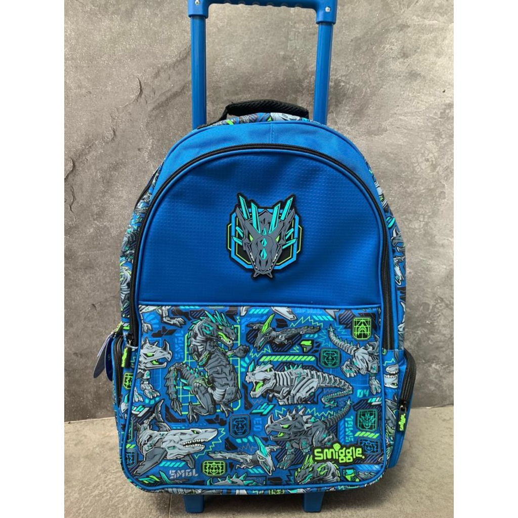 NEW Tas Smiggle All Stars Dino Trolley Backpack Original 100%
