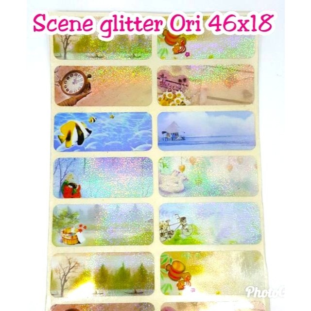 

Label Nama Anti Air Sticker Waterproof Scene Glitter