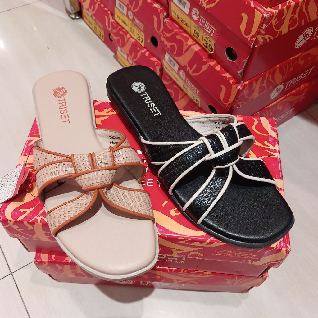 sandal flat wanita anti slip TRISET❗️ori matahari