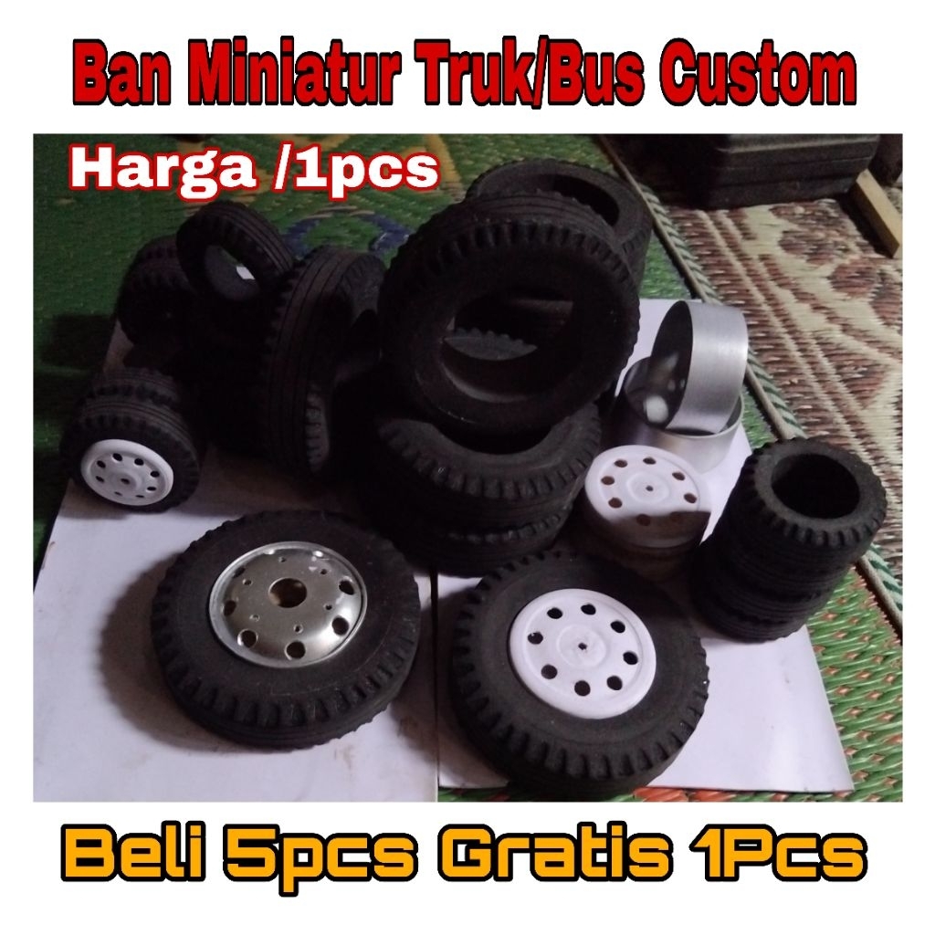 Ban Miniatur Truk dan Bus (custom) harga/1 ban (Beli 5 Gratis 1)