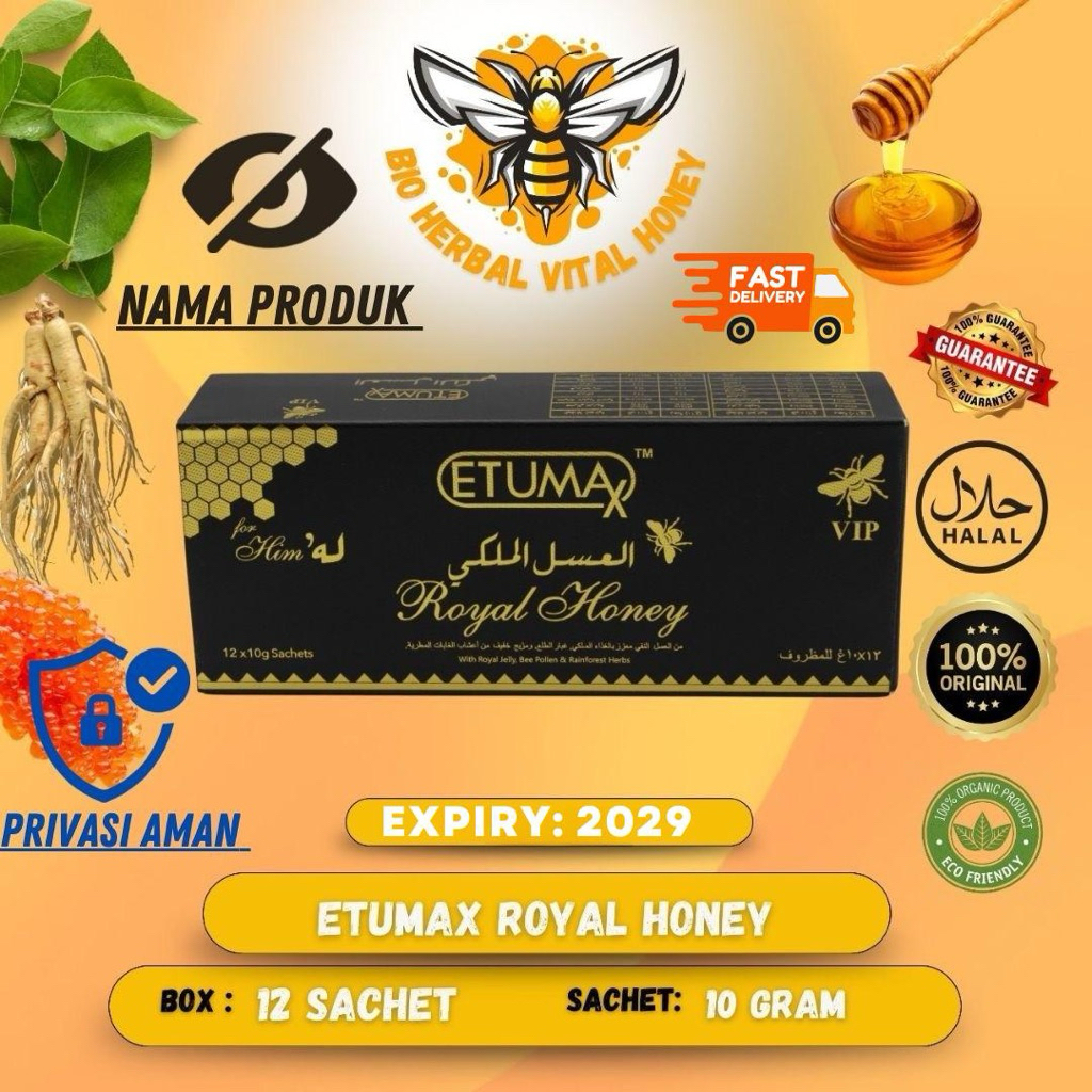 

Etumax Royal Honey Original For Him 1box 12 Sachet