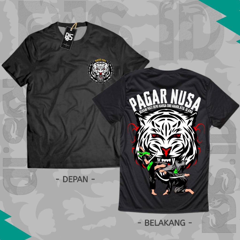 T-Shirt Pagar Nusa Harimau Putih | Cotton Combed Premium ( Free Sticker)