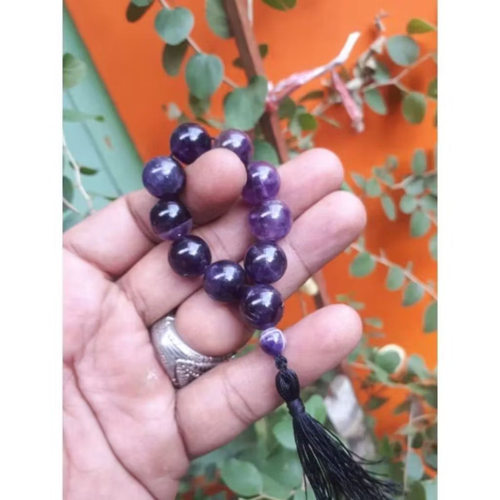 Tasbih mini original batu kecubung wulung 9 butir
