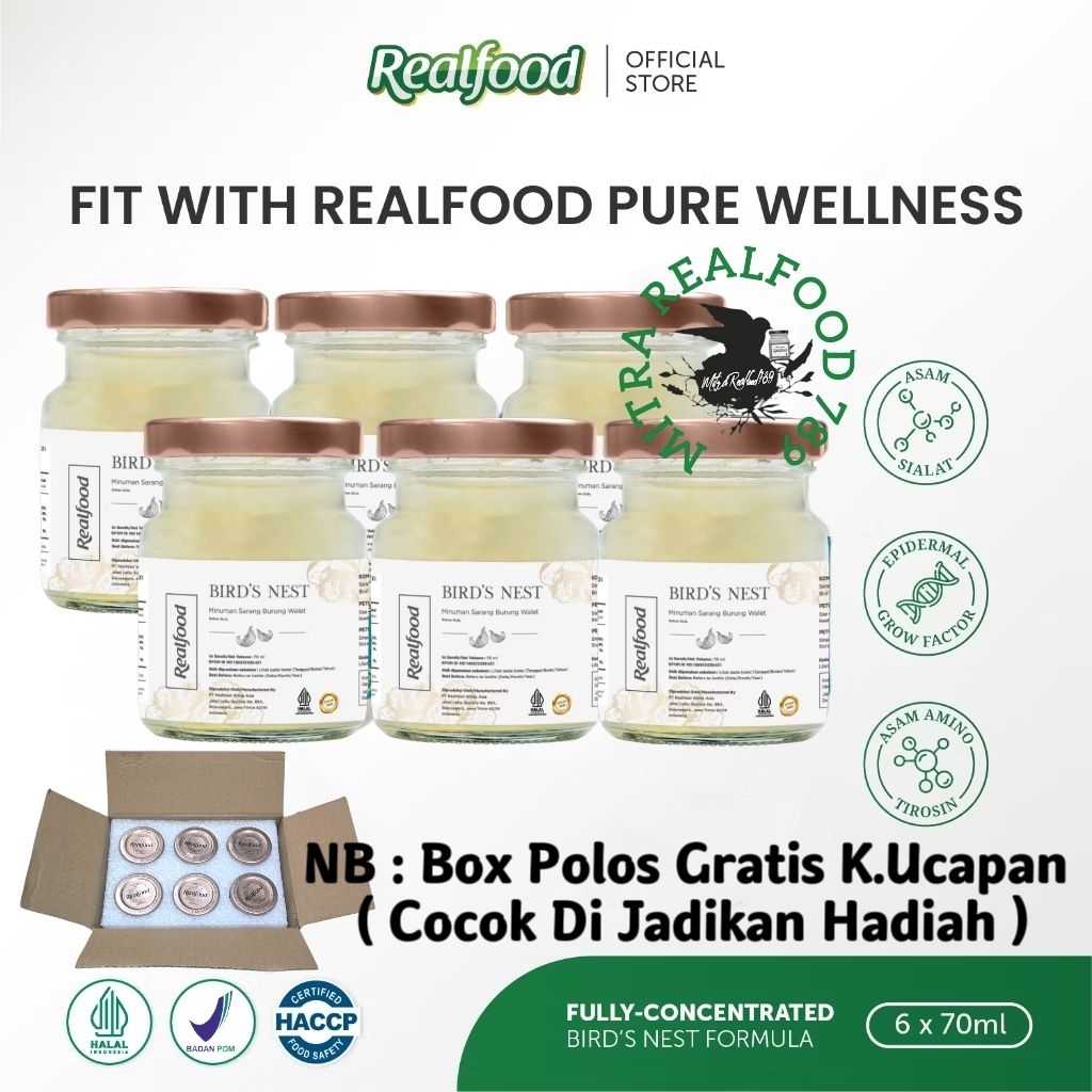 

Realfood Pure Wellness 6 Botol Box Polos ( Minuman Sarang Burung Walet )