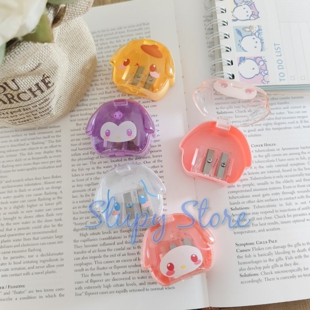 

Rautan serutan pencil Kuromi My Melody Cinnamoroll Pompompurin transparan lubang 2