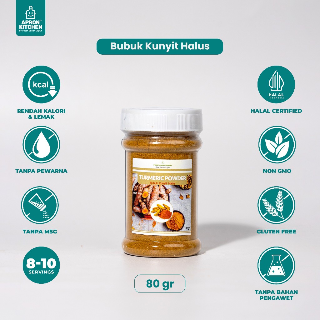 

Apron Kitchen Saus Turmeric Powder 80gr (Bubuk Kunyit Asli 80gr)