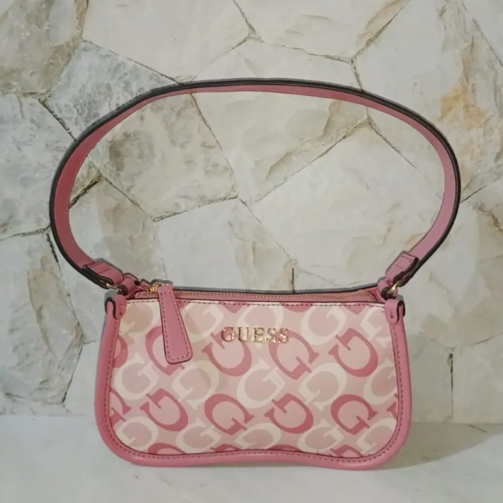 TAS GUESS Original Pink Monogram Shoulder Bag Vintage Preloved