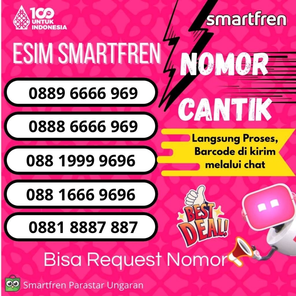 Esim/Kartu Smartfren Paket Elite Full 24Jam Bisa Request Nomor