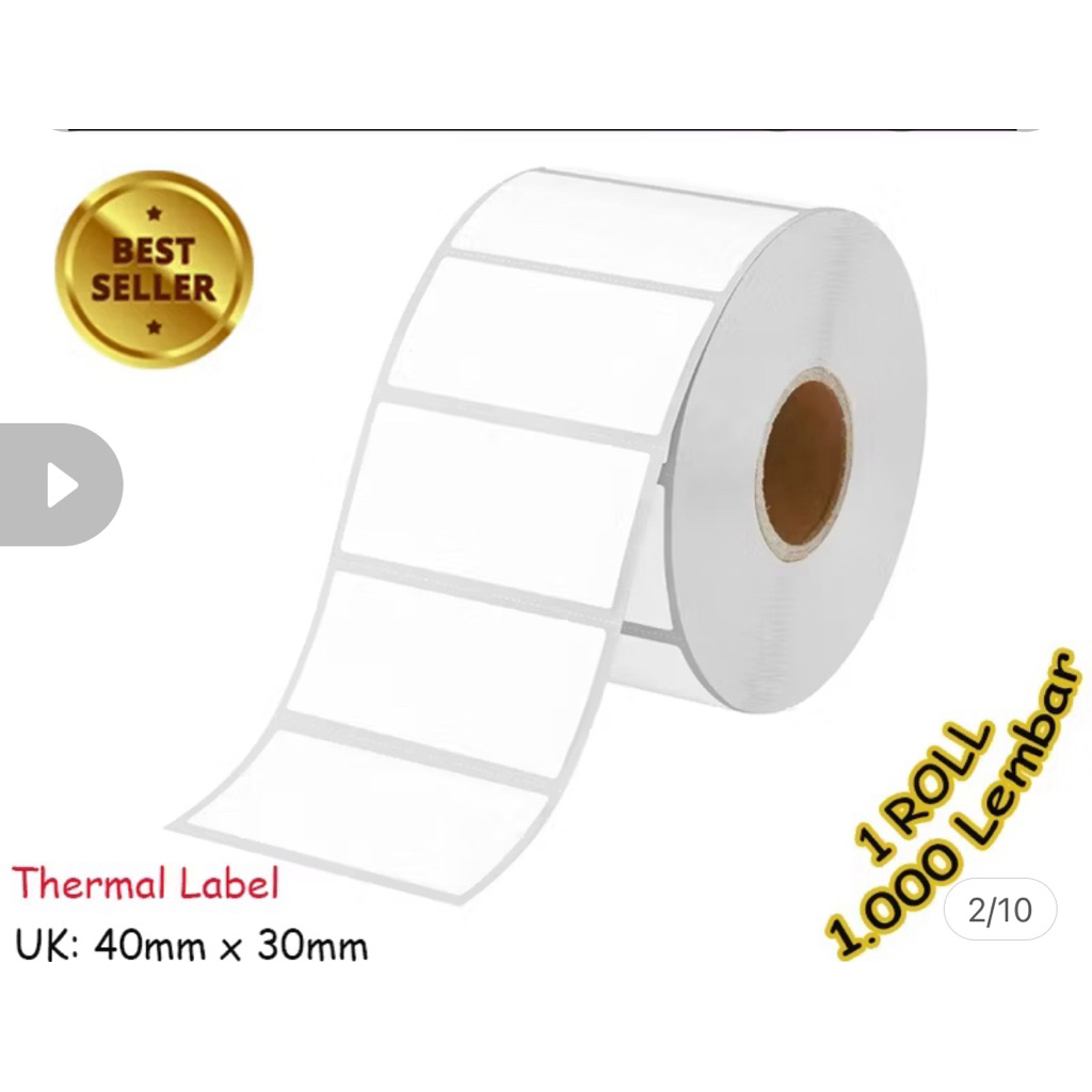 

Kertas Sticker Label Thermal Resi 40x30MM isi 1000 Pcs Per roll
