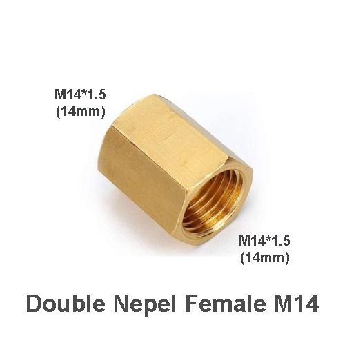 Double Nepel M14 Female M14 * 1.5 Cewek Konektor M14 x M14