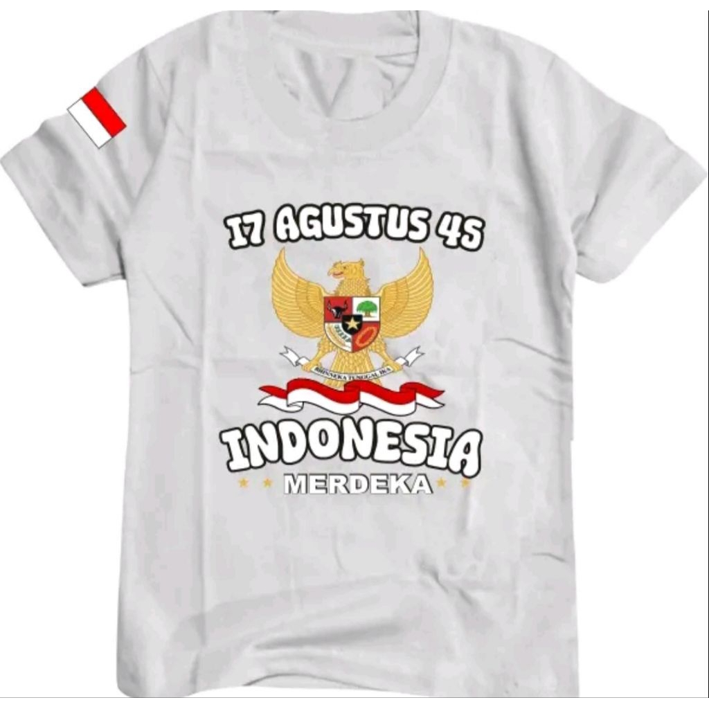 KAOS  17 AGUSTUS 45 INDONESIA MERDEKA- Baju Desain Kemerdekaan Bahan Adem&Nyaman