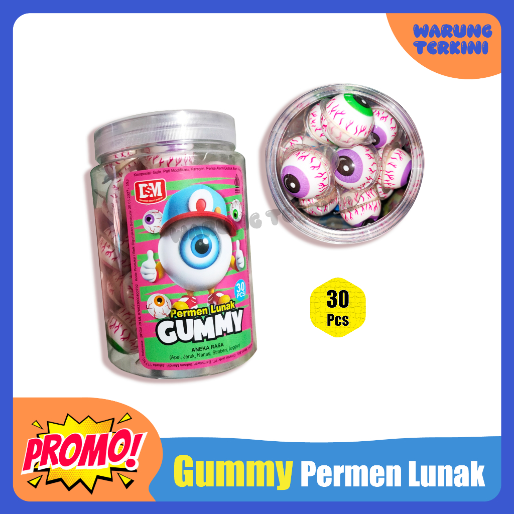 

Permen Lunak Gummy Bentuk Bola Mata 1 Toples 30pcs | Soft Eye Gummy