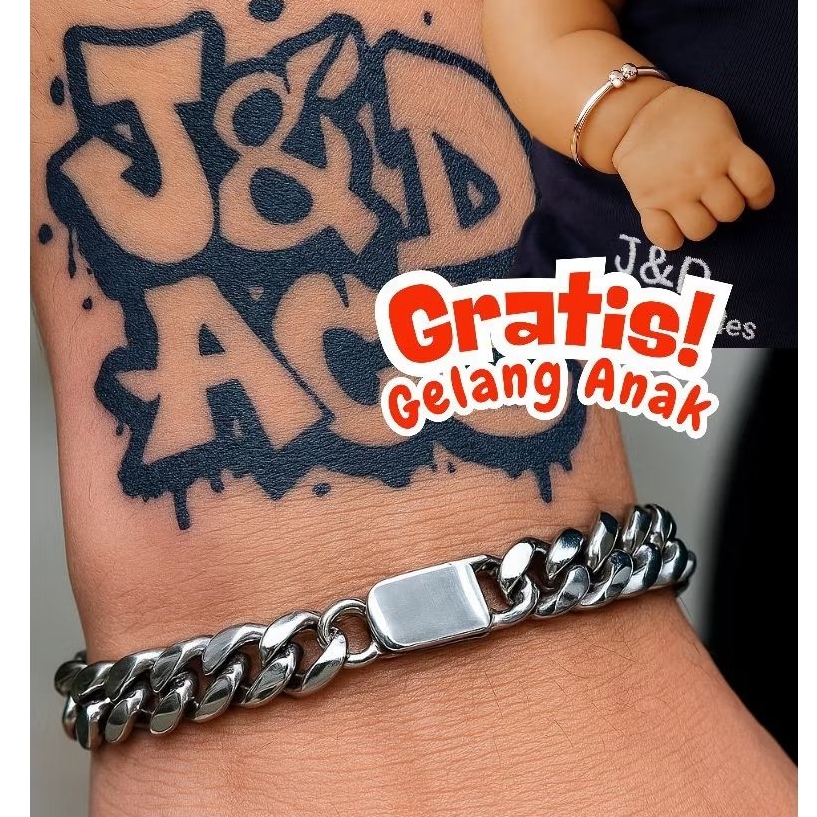 Gelang Rantai monel Original Pria KODIAN gelang Monel Bonus Gelang Terapi Anak