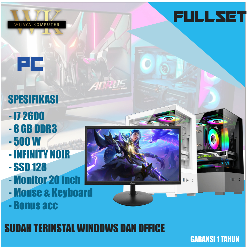 PC Gaming Fullset Design Editing i7 Ram 16gb GTX 750Ti Nvidia