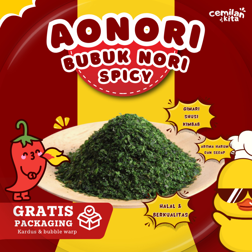 

Aonori Spicy -Anori Bubuk Nori - Powder Rumput Laut / Taburan Takoyaki / Seaweed - Aonori rumput laut