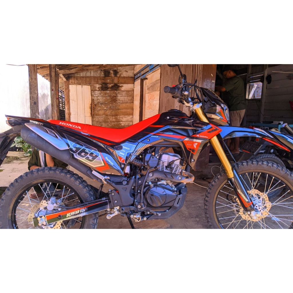 Decal CRF 150L Dekal Variasi Sticker Custom Full Body Merah Hitam Hologram Silver