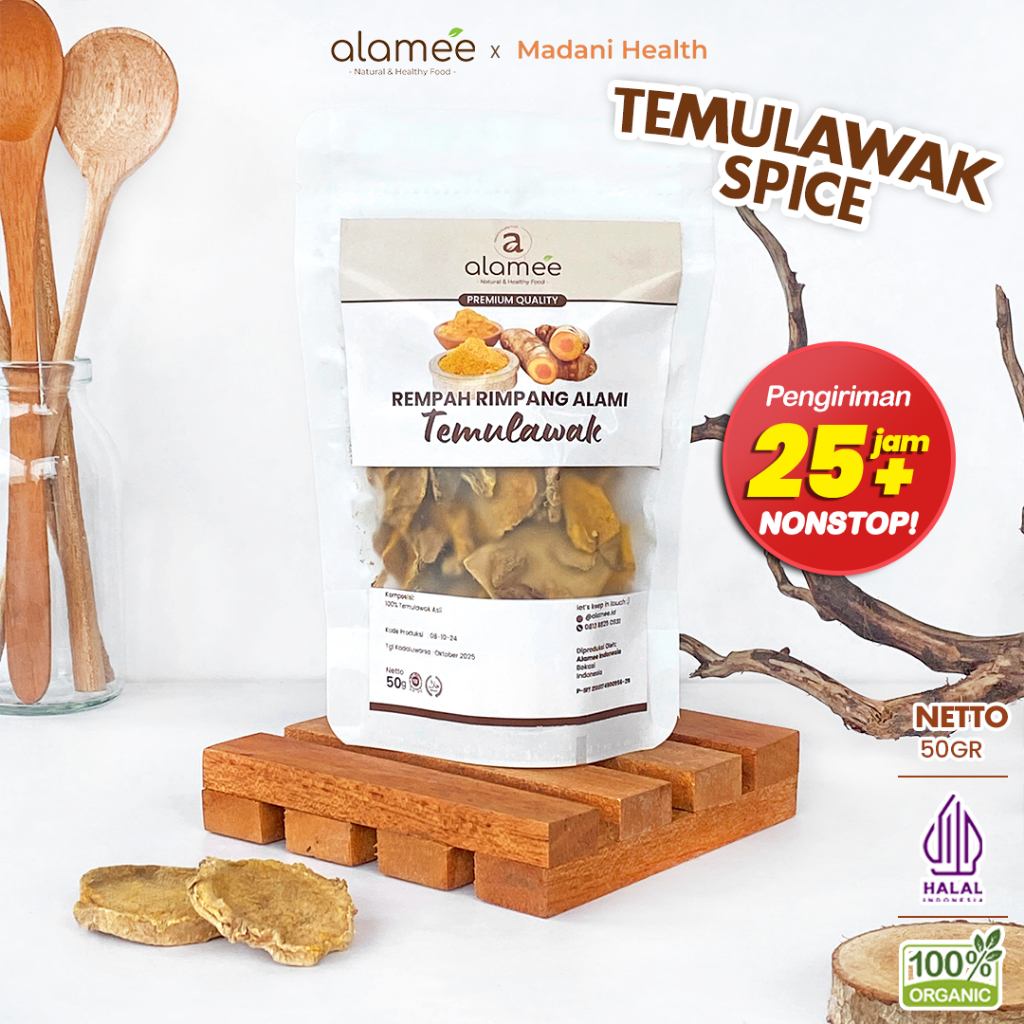 

ALAMEE Temulawak Kering Dried Curcuma Iris Rempah Organik Temu Lawak Bumbu Masakan Seasoning 50g