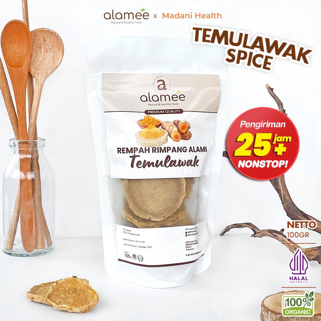 

ALAMEE Temulawak Kering Dried Curcuma Iris Rempah Organik Temu Lawak Bumbu Masakan Seasoning 100g