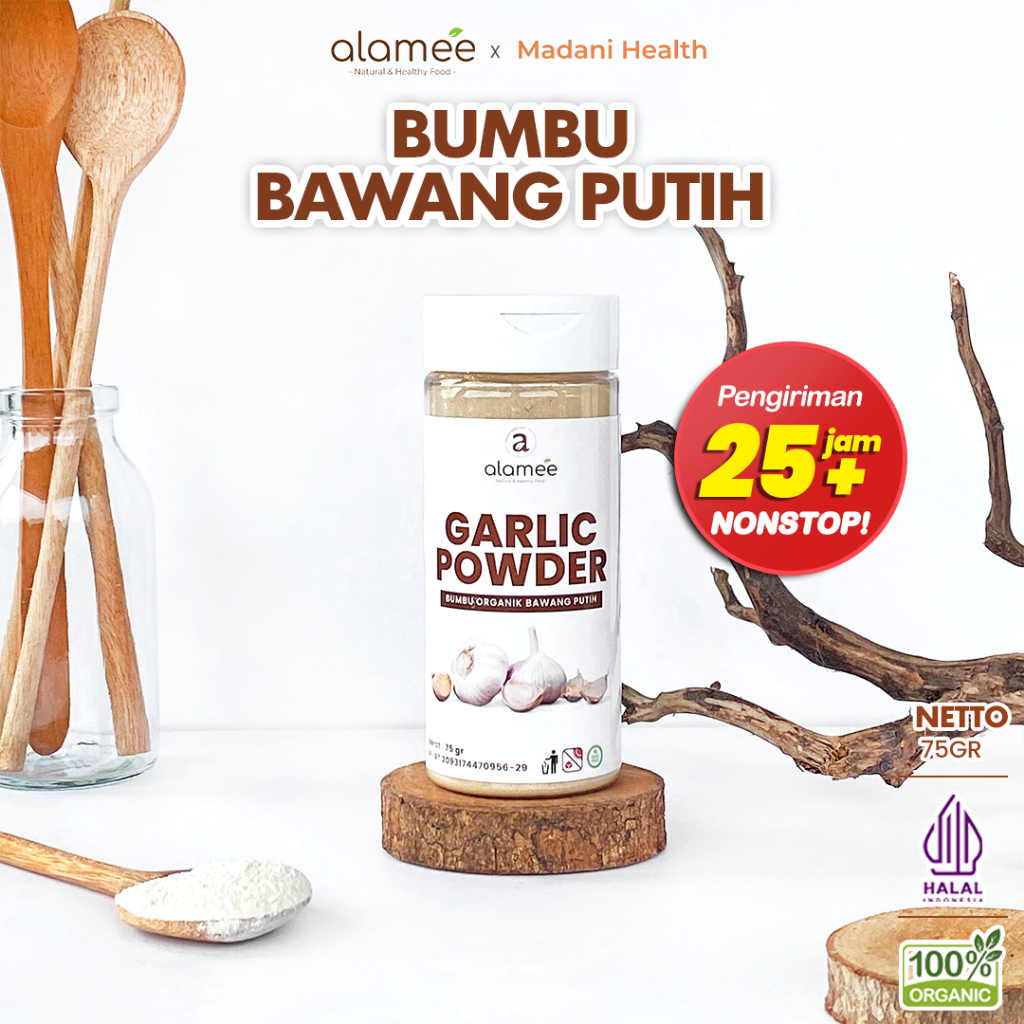 

ALAMEE Bawang Putih Bubuk Garlic Seasoning Powder Bumbu Masak Dapur Organik Rempah Rimpang Asli 75g