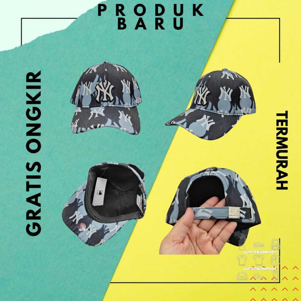 C-345 Topi Baseball MLB NY Argyle Monogram Ball Cap New York Yankees Black