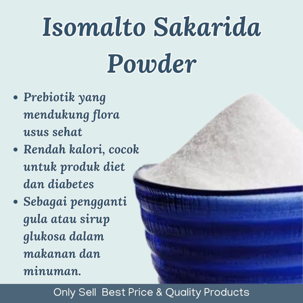 

Isomalto Sakarida Powder 100gr / Isomaltitol Pemanis Ringan Rendah Kalori Food Grade / IMO Prebiotik Powder