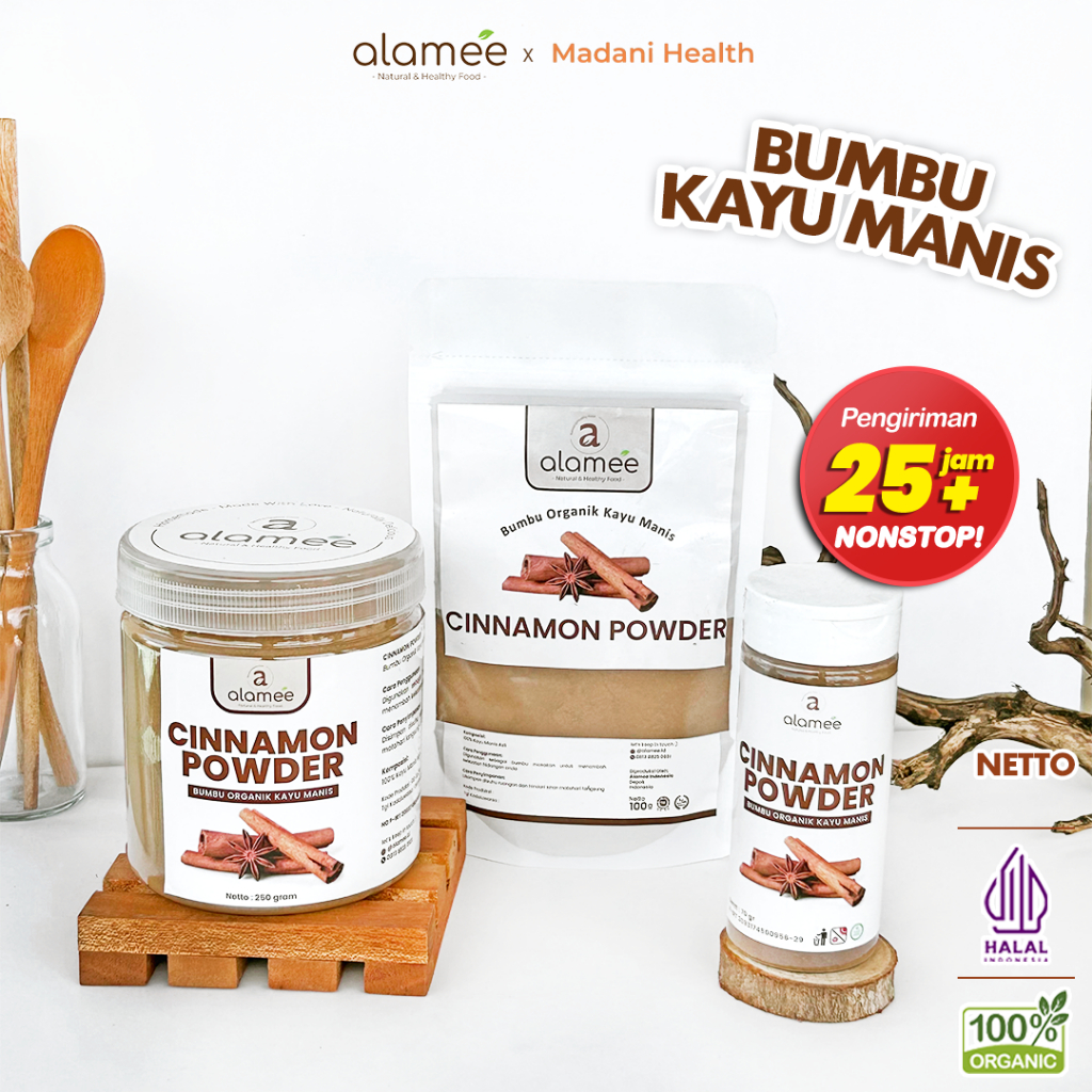 

ALAMEE Kayu Manis Bubuk Cinnamon Seasoning Powder kayumanis Murni Tanpa Campuran Bumbu Organik 250g