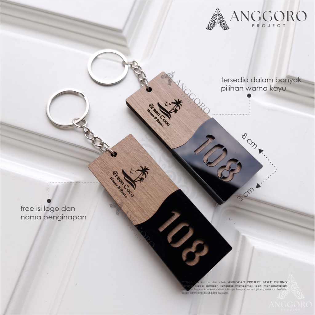Gantungan Kunci Kayu Hotel / Guest House / Kost / Penginapan Ganci Murah Ganci Loker