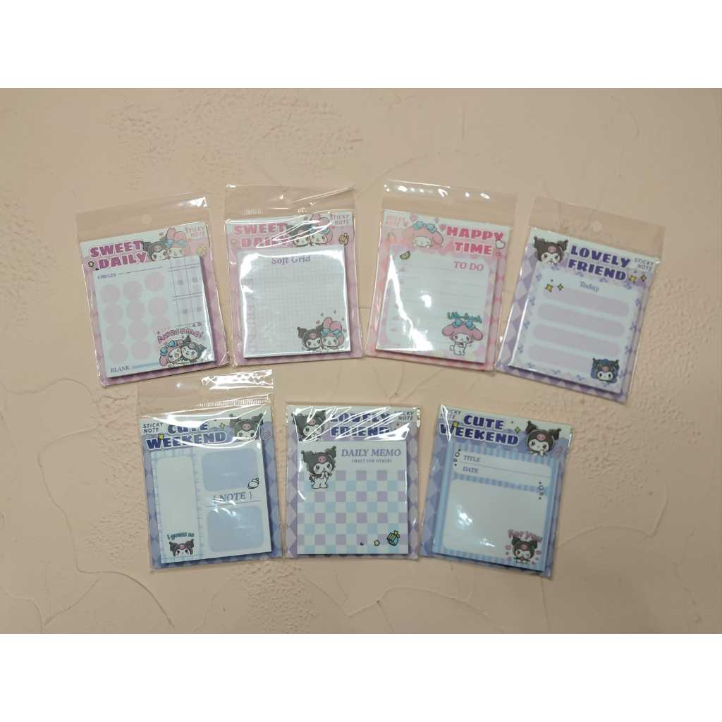 

Memo Sticky Note Sanrio Lucu / Notes Mini Persegi / Kertas Catatan Karakter Imut Journaling
