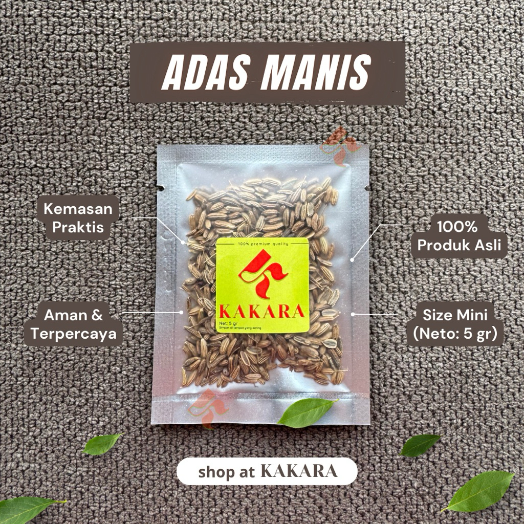 

KAKARA - Adas Manis / Fennel Seeds 5 gram bumbu dapur rempah mini kemasan sachet