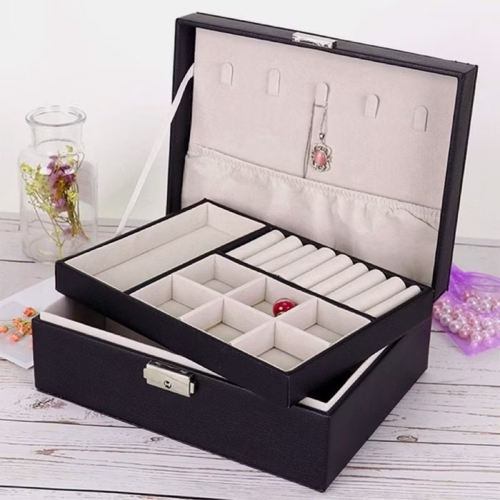 Display 2 Layer Kotak Perhiasan Kotak Penyimpanan Perhiasan Kotak Penyimpanan Tempat Perhiasan Kotak