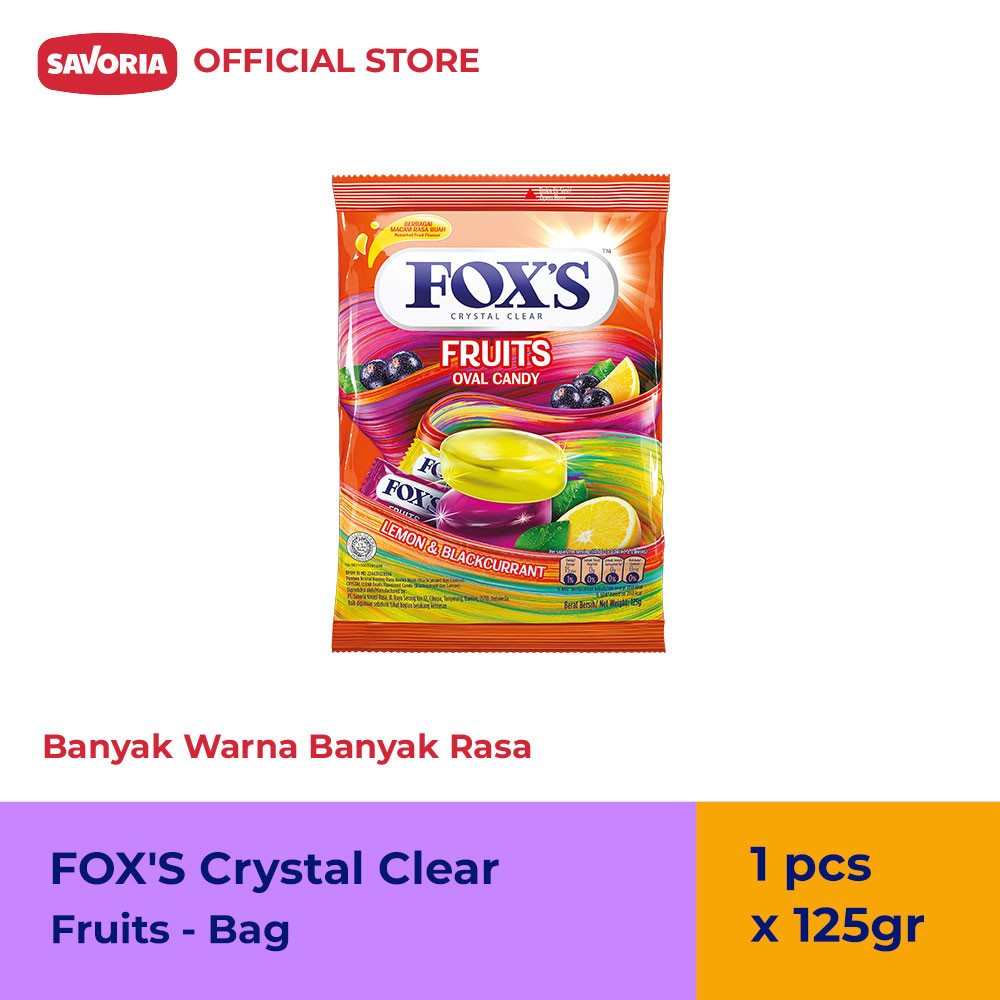 

[oddsolshop] pekanbaru/Fox's Fruits Oval Candy Lemon & Blackcurrant 125GR Permen Crystal Clear Buah
